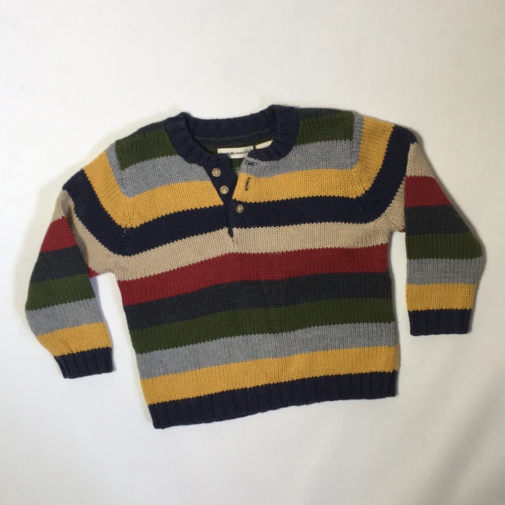 Striped Cotton Knit Sweater - size M (4-5)